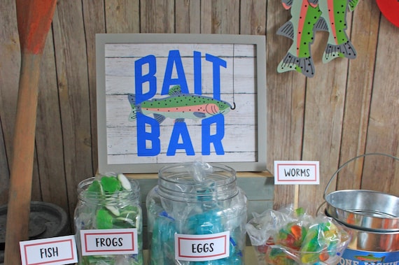 Fishing theme party// Bait Bar sign