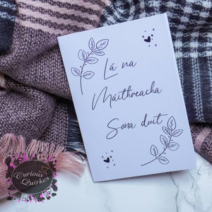 Lá na Máithreacha sona conduit, carte de fête des mères, carte de voeux irlandaise, fête des mères, carte irlandaise, carte d'illustration, comme Gaeilge, amour