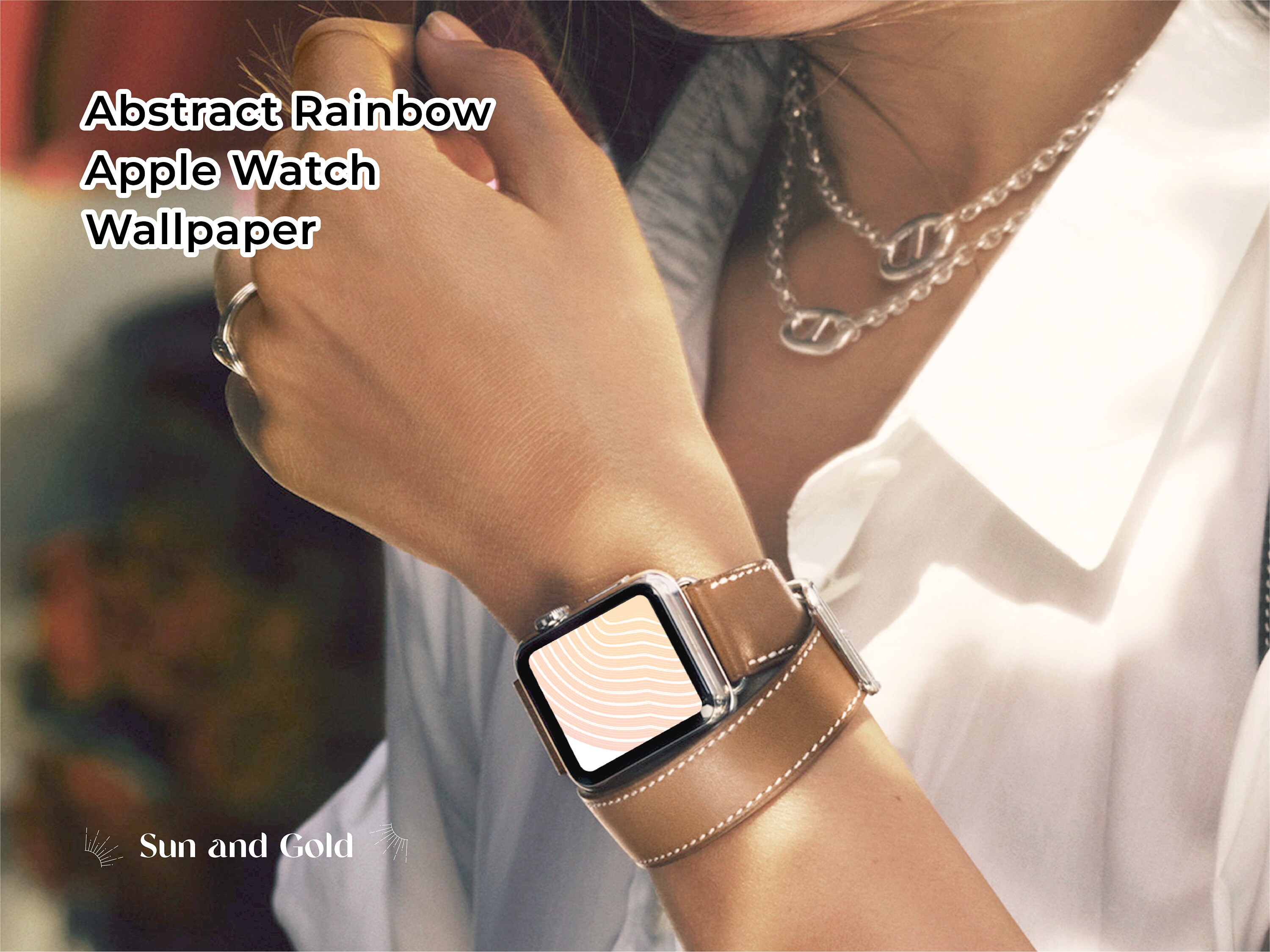 Apple Watch Wallpaper 'Abstract Rainbow' Yellow-Pink | Etsy