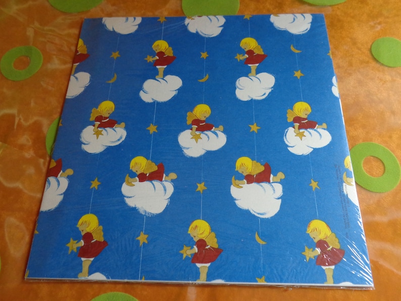 Vintage Christmas Gift Wrap CherubAngel Wrapping Paper Holiday Present NOS Deadstock