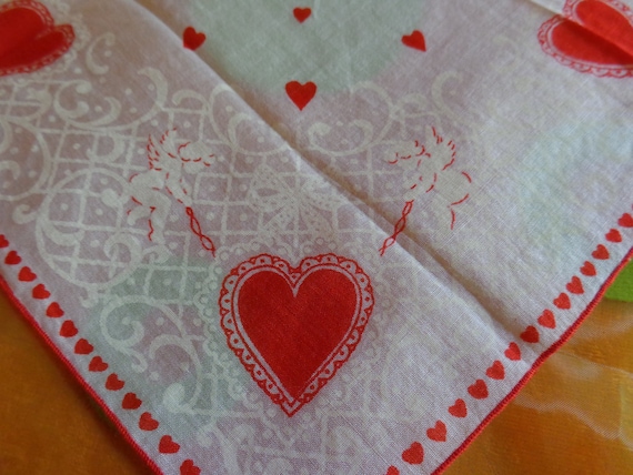 Vintage Valentines Day Handkerchief, Sweetheart H… - image 1