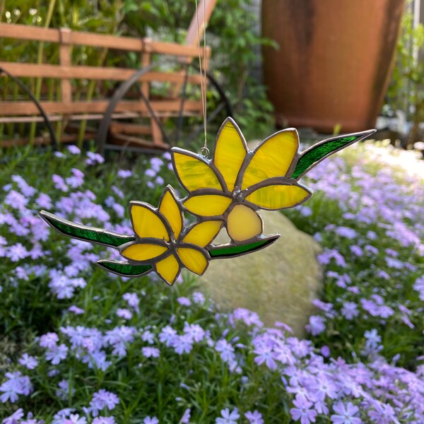 Spring Crocus Flower Stained Glass Suncatcher