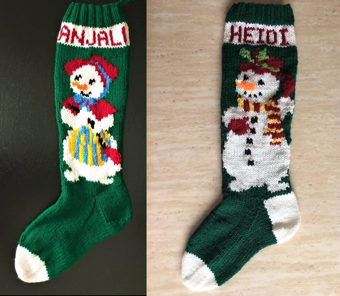 Hand Knitted Xmas Stockings Using Designs From Mary Maxim Etsy