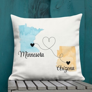 Moving Away Gift, Long Distance Pillow, Custom States Pillow, Realtor Closing Gift, Personalized Pillow, Gift For Family, Relocating Gift