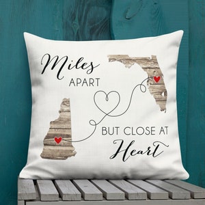 Almohada personalizada para mudanza, regalo de larga distancia, manta personalizada de estados, mapa de reubicación, regalo de cierre de agente inmobiliario, regalo familiar, hogar dulce hogar