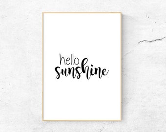 Hello Sunshine Print Summer Printable Art Digital Download Spring Inspiration Modern Home Decor Happy Summer Print - (D071)