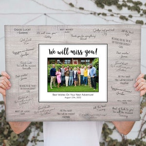Retirement & Farewell Gift for Coworker, Boss - Personalized Signature Photo Frame - Leaving, Goodbye - Custom Guestbook - Office Keepsake