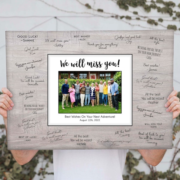 Retirement & Farewell Gift for Coworker, Boss - Personalized Signature Photo Frame - Leaving, Goodbye - Custom Guestbook - Office Keepsake