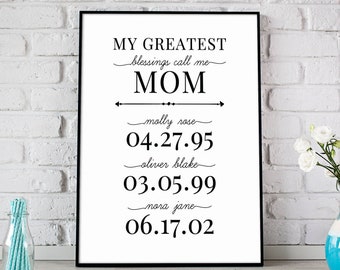Personalized Gift For Mom, Custom Mother's Day Present, Mother of the Bride or Groom Gift, Gift For Wife, My Greatest Blessings Call Me Mom