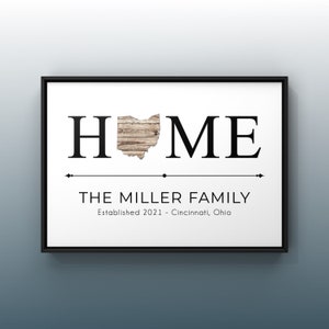 Custom Home State Sign, Family Name Sign, Realtor Gift, Personalized Housewarming Gift, Closing Gift, Custom Wedding Gift, Established Sign