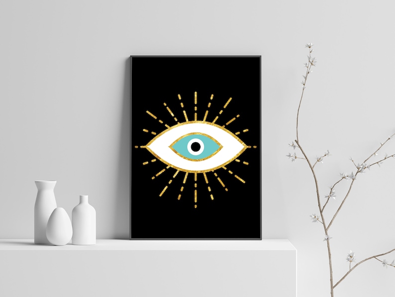 Evil Eye Art Print Spiritual Art Evil Eye Wall Decor Etsy