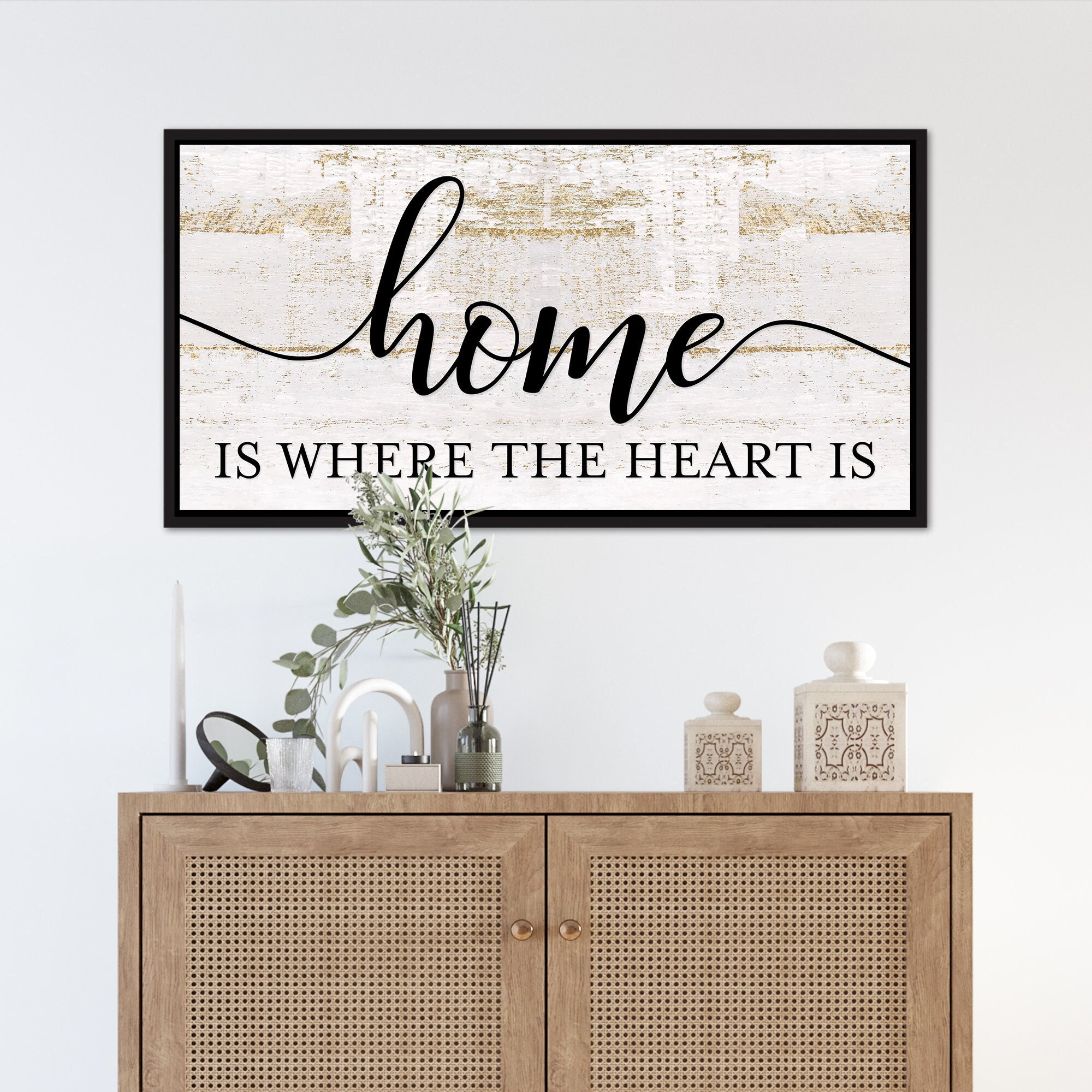 Farmhouse 'Home Is Where The Heart Is' Framed Canvas Art