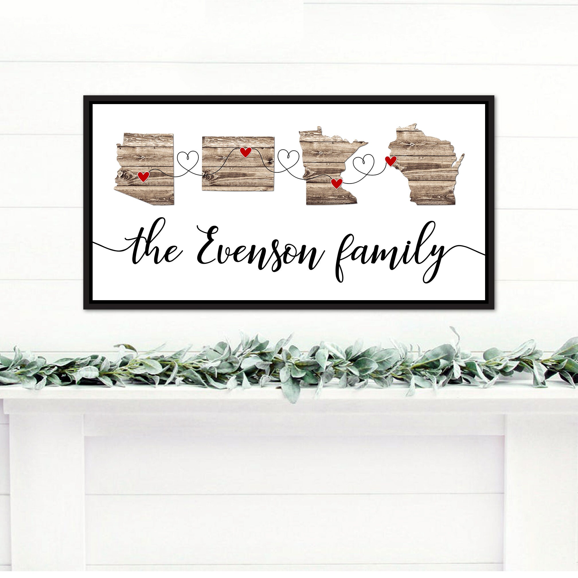 Home & Living Wall Décor Prints Wedding Gift Connected States Home Sign