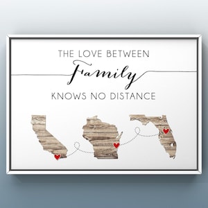 Custom State Map Art: Personalized Family Gift for Long Distance Love | Moving Away or Going Away Gift, Heartfelt Keepsake, Unique Wall Art