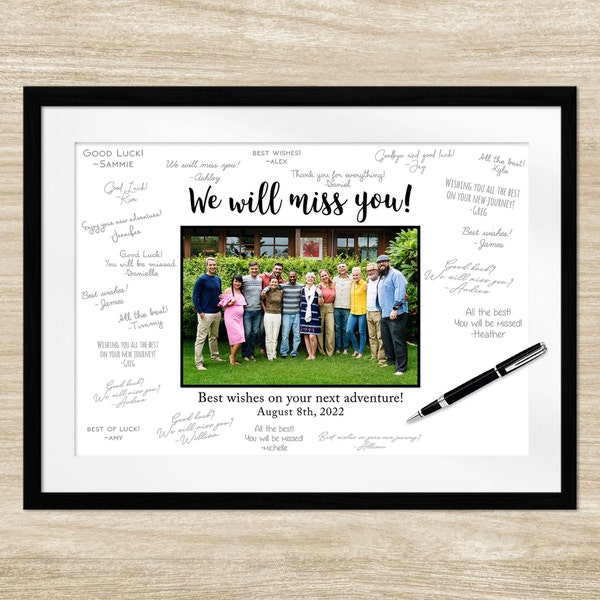 Office Keepsake - Custom Signature Photo Frame - Retirement & Farewell Gift for Coworker, Boss - Leaving, Goodbye - Personalized Guestbook