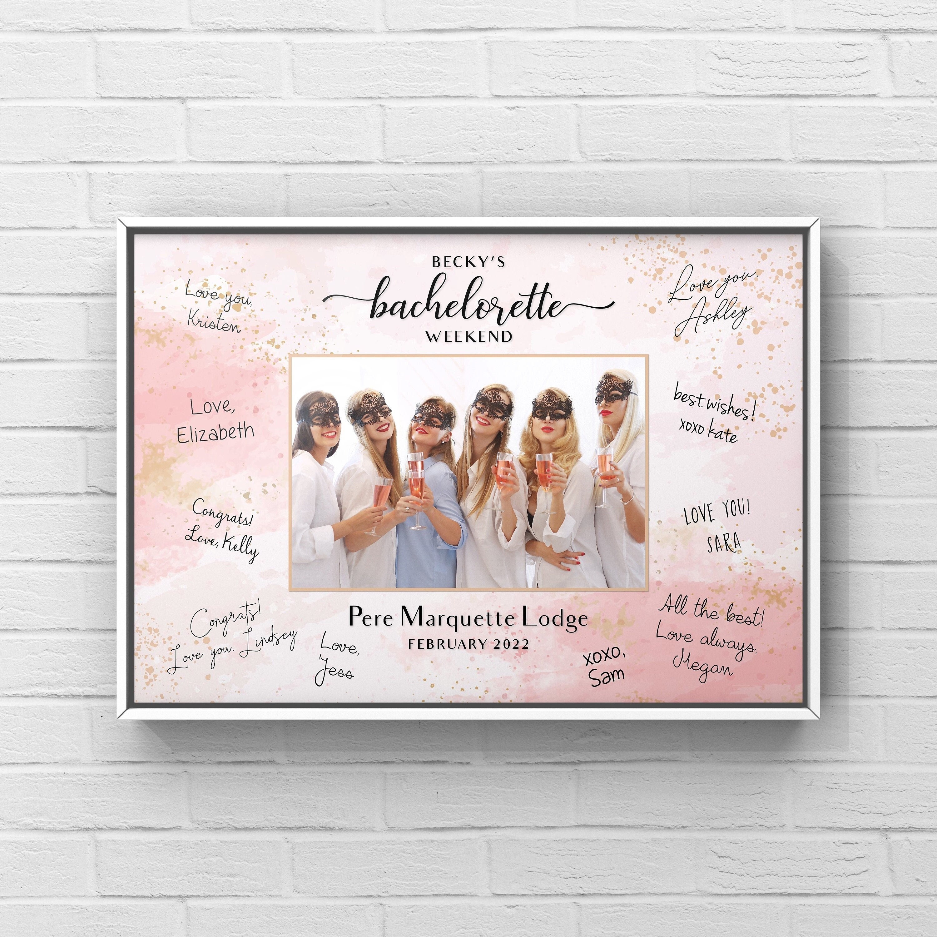 Bachelorette Party Guest Book Alternative, Personalized Frame