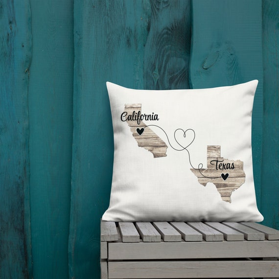 Long Distance Pillow Custom States Pillow Moving Away Gift Gift for Family Relocating Gift Realtor Closing Gift Premium Throw Pillow Etsy