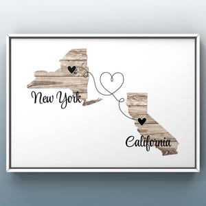 Personalized Two State Moving Print, State to State Moving Away Gift