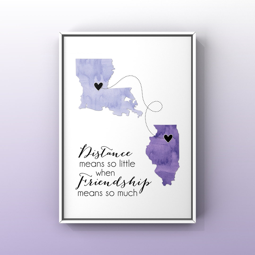 Friendship Two State Custom Print, Long Distance Friends Moving Away ...