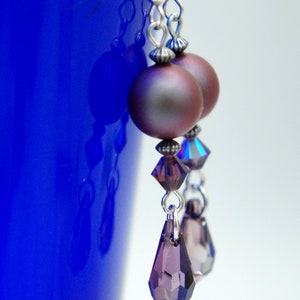 Swarovski Crystal Handmade Earrings/Purple Dangle Earrings/925 Sterling Silver/Wedding Jewelry/Bridal Earrings/Gift For Her For Any Occasion