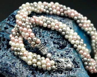 Kumihimo Braided Glass Pearl Necklace: Handcrafted Statement Jewelry