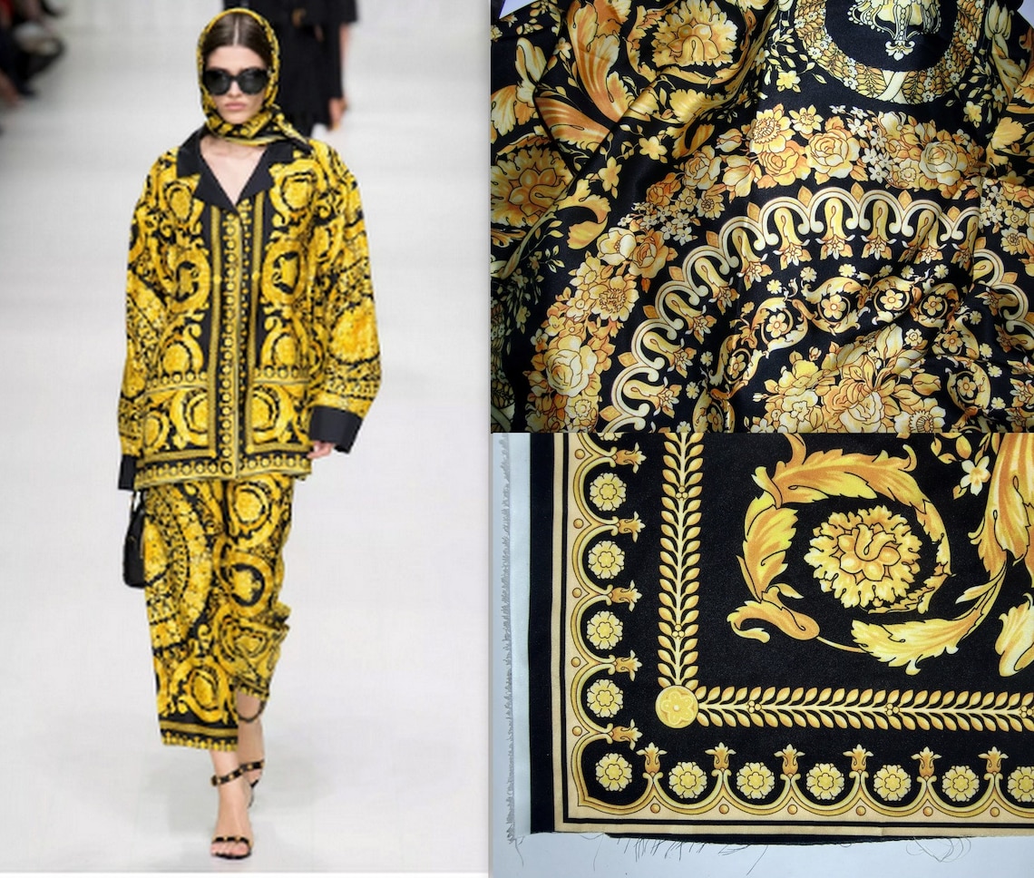 Versace Baroque Print Satin Fabric.2 meters long. Almost 1 and Etsy