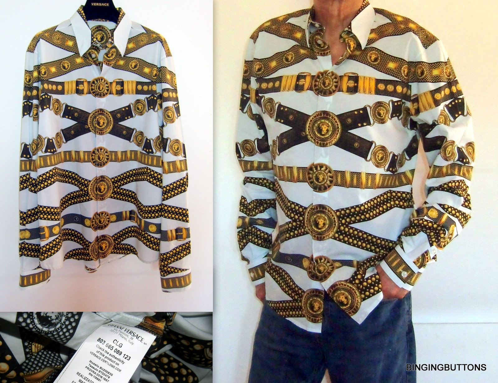 trimmen Waarschuwing Umeki Rare Versace Versus Iconic Belt Print Men's Shirt. Vintage - Etsy