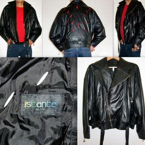 Gianni Versace Men's Istante Biker Black Leather Jacket.Rare 1980s Cut Out Design. What's Worn Underneath Becomes Part of the Jacket Design.