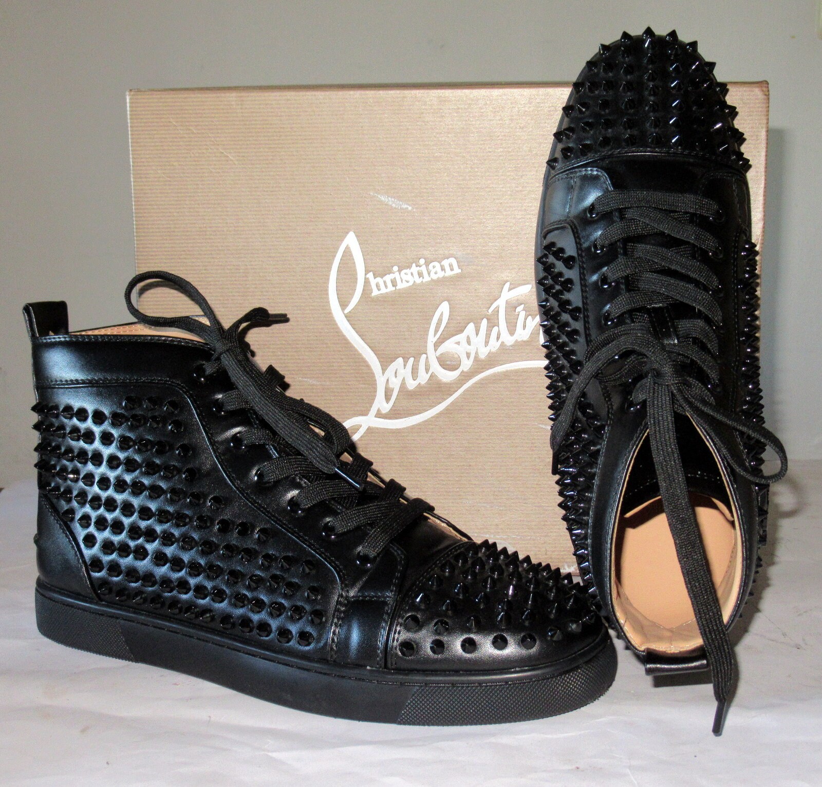 Louboutin black spikes mens deals