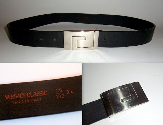 Versace Men's Medusa Leather Belt - Black Gold - Size 34