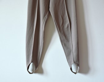 Vintage 90s Gray Stirrup Pants Vintage Stretch Knit Pants Elastic Waist Vintage Minimal Chic High Waist Pants Women Medium Size