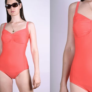 Vintage 90s One Piece Orange Swimsuit 1990 Small Size S