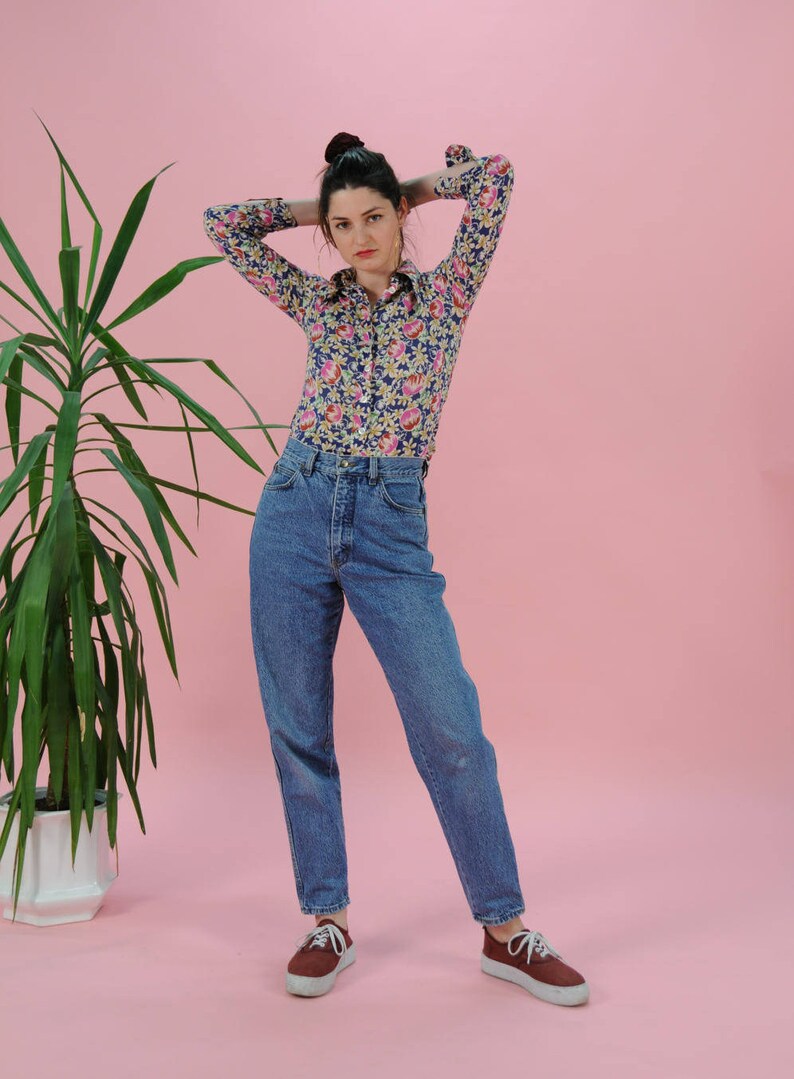 Vintage Blouse, Flower Pattern, Romantic Blouse, Cotton Blouse, Small