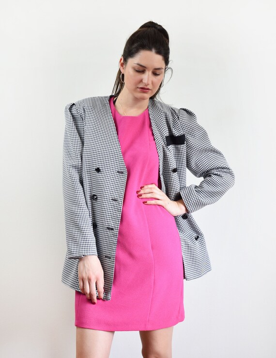 Vintage houndstooth blazer, medium size, 80s check