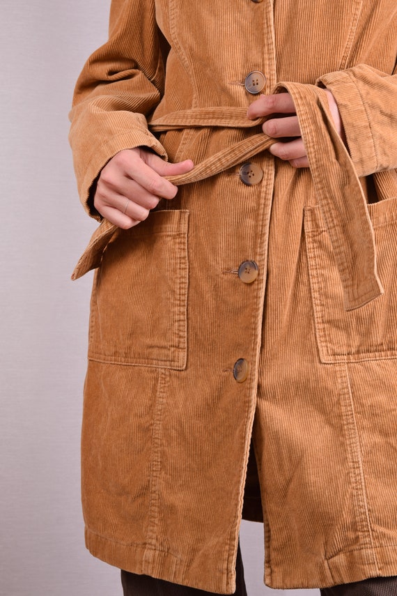 Brown Corduroy Jacket 90s Lined Long 