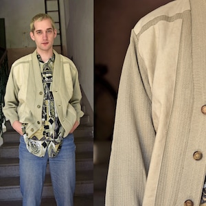 Kurtka typu bomber z zamszu w stylu vintage z lat 80. Rozmiar M Lekka kurtka typu bomber na lato, wiosnę, boho, hipisowska, retro, festiwalowa, oversize