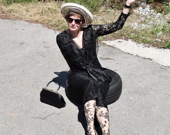 Vintage 80s black lace dress