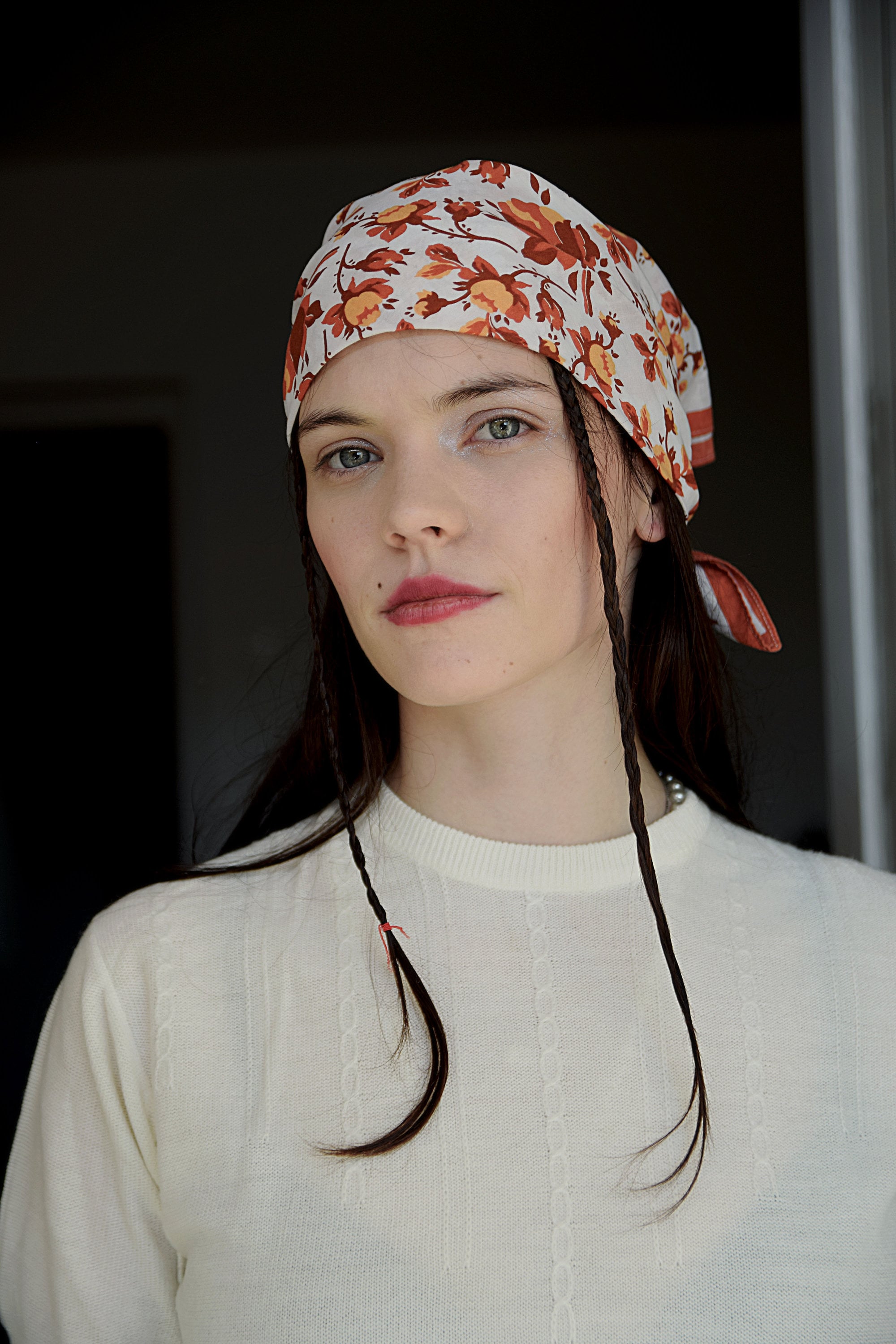 Vintage cotton head scarf floral neck scarf Etsy