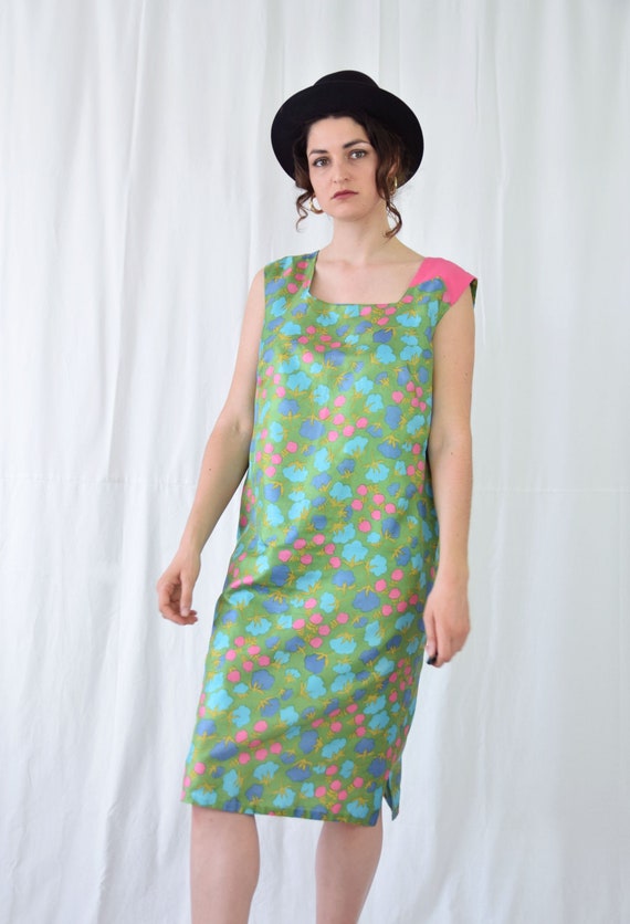 Floral 60s cocktail dress, sleeveless midi dress,… - image 2