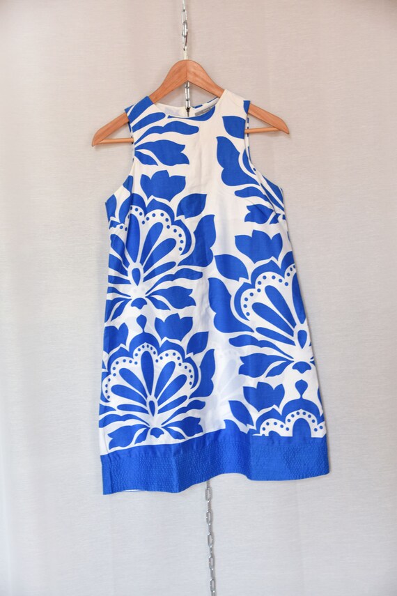 Sleeveless A-line Y2k Summer Floral Blue And Whit… - image 3