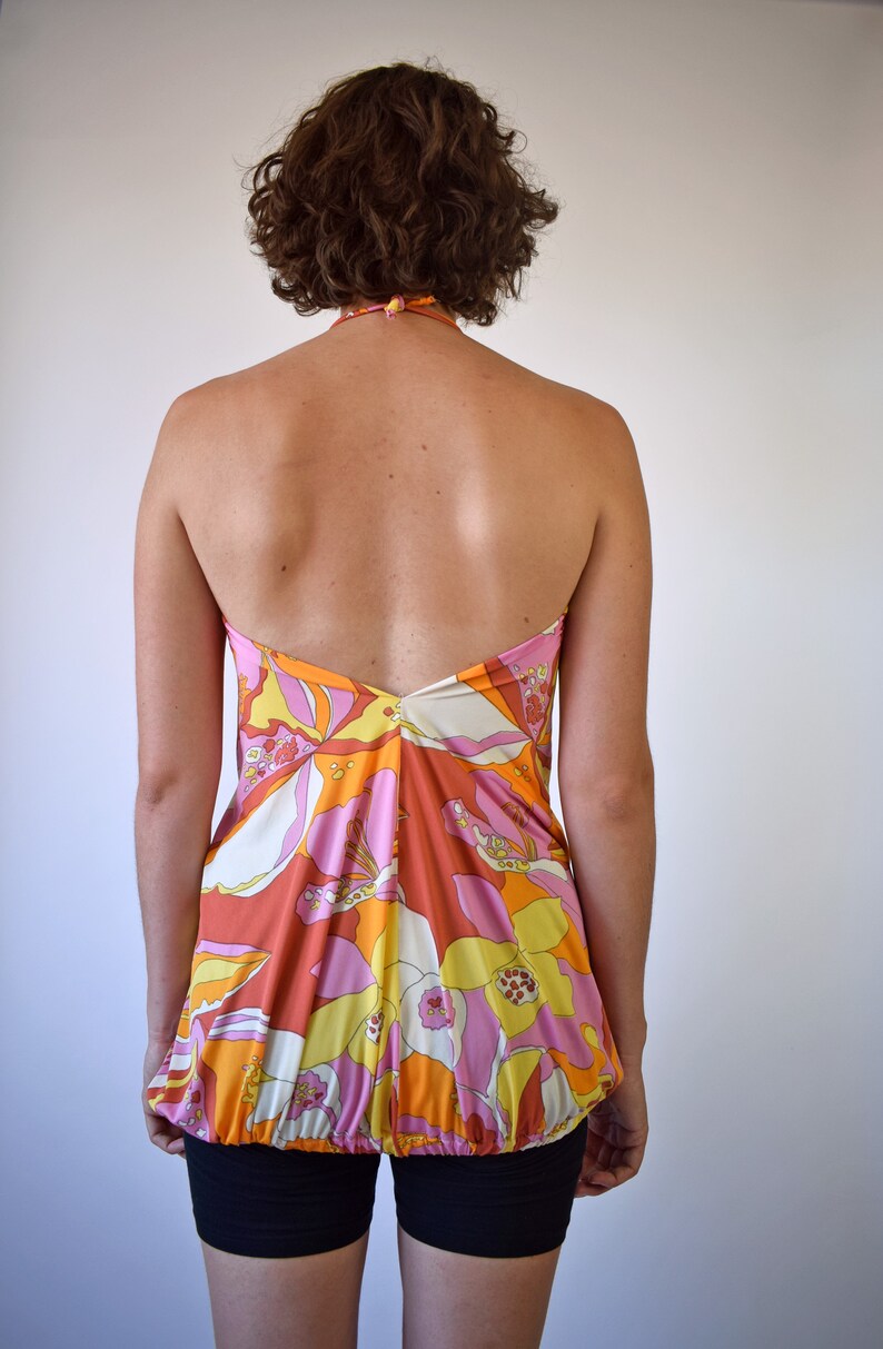 Psychedelic print top small size summer open back top