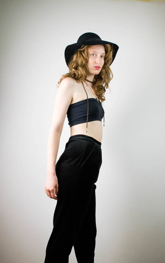 black velvet high waisted pants