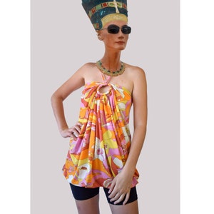 Psychedelic print top, summer open back top, small size