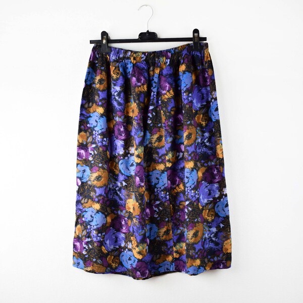 80s vintage skirt handmade skirt  high waisted skirt, medium size, purple skirt, hippie skirt, midi skirt, 80s clothing, romantic skirt