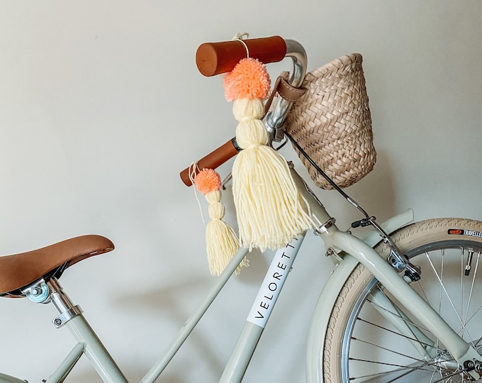 Handlebar Tassels With Pom Poms for Bicycles, Bikes, Scooters Set of