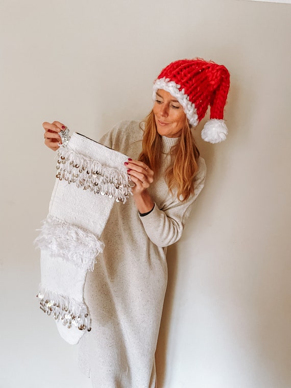 White handira Moroccan Wedding Blanket Christmas stocking extra long