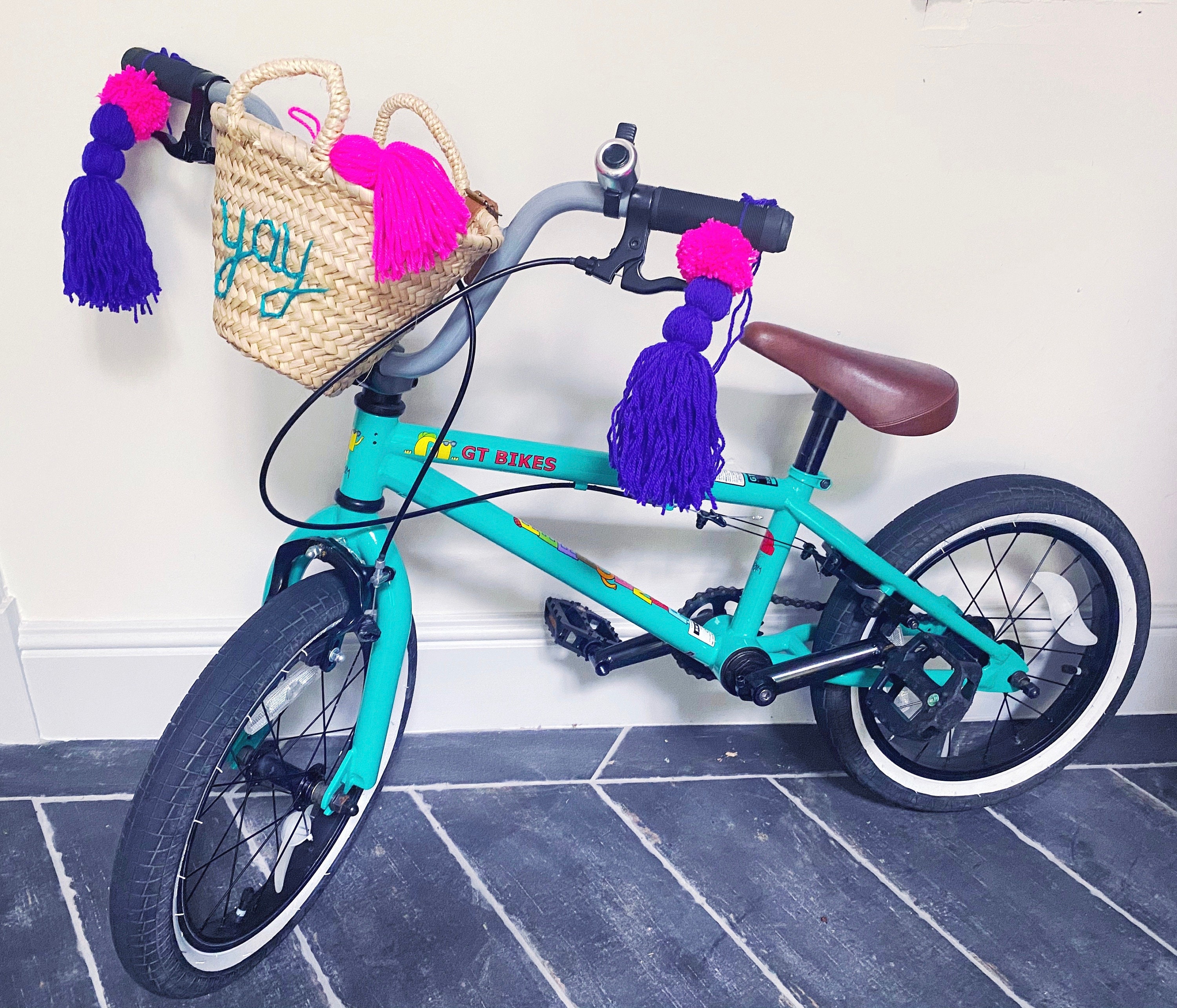 Small children's kids boys girls personalised bike bicycle basket