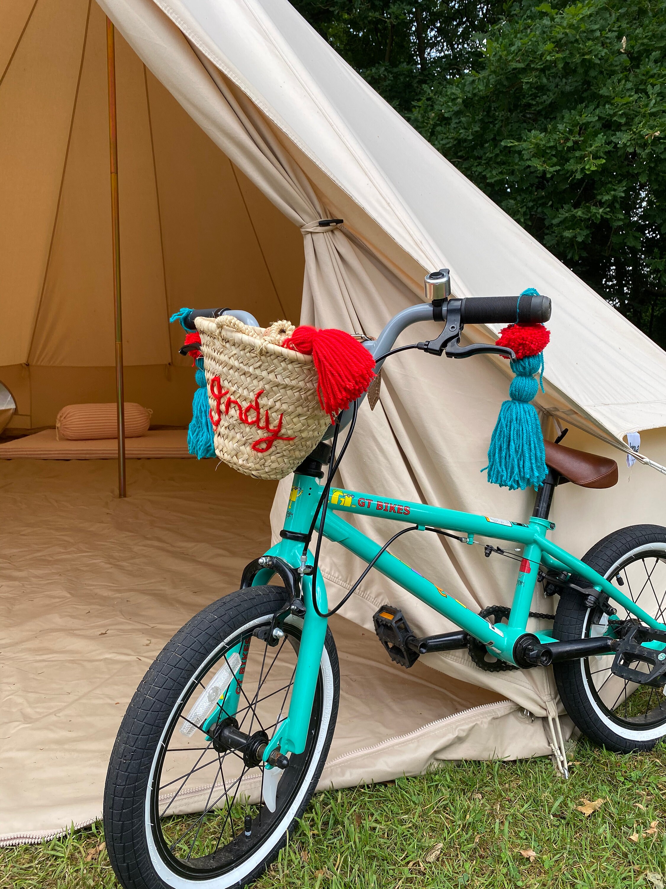 Set of two handlebar bicycle bike Pom Pom tassels.