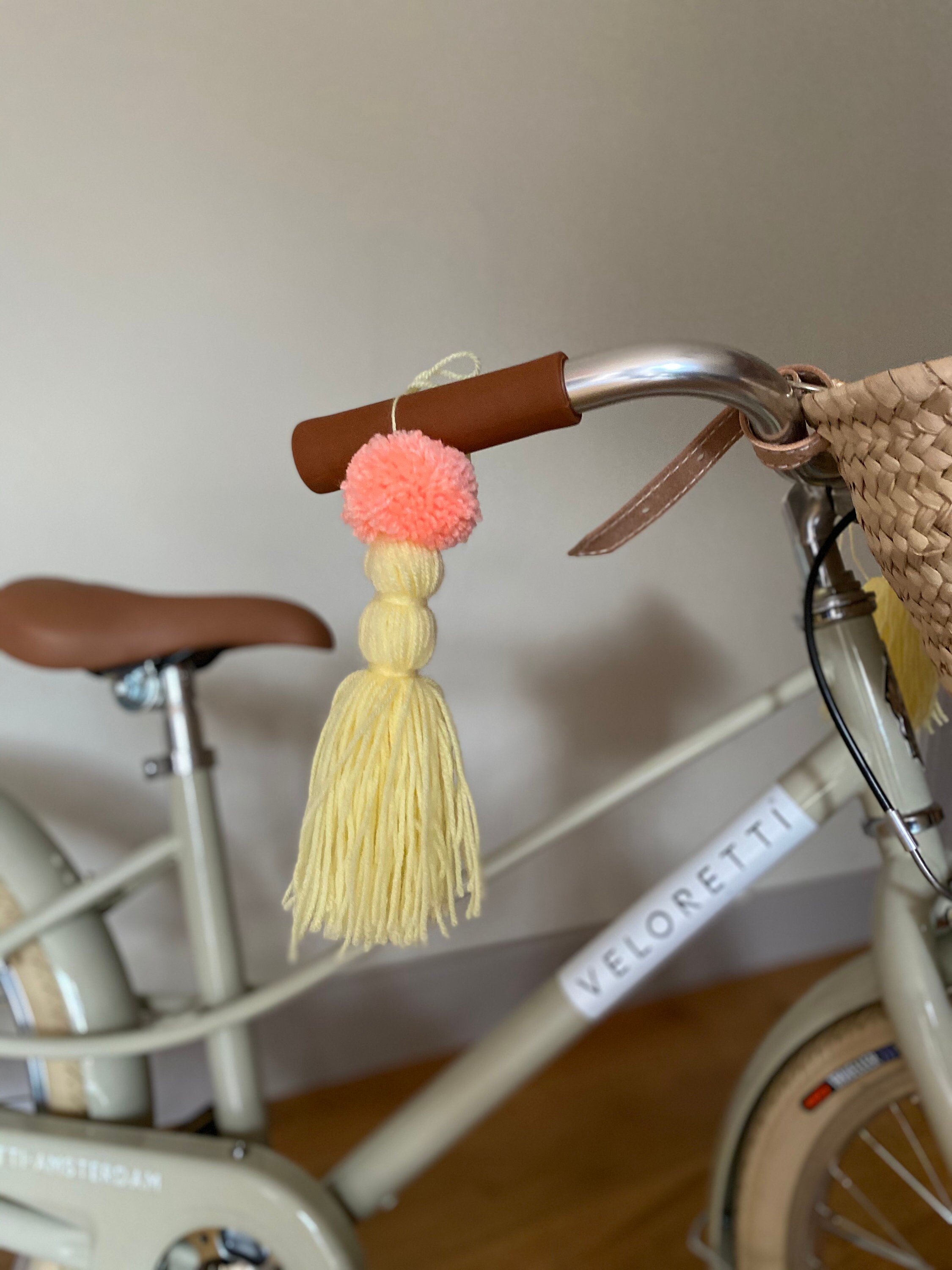 Handlebar tassels with pom poms for bicycles bikes scooters