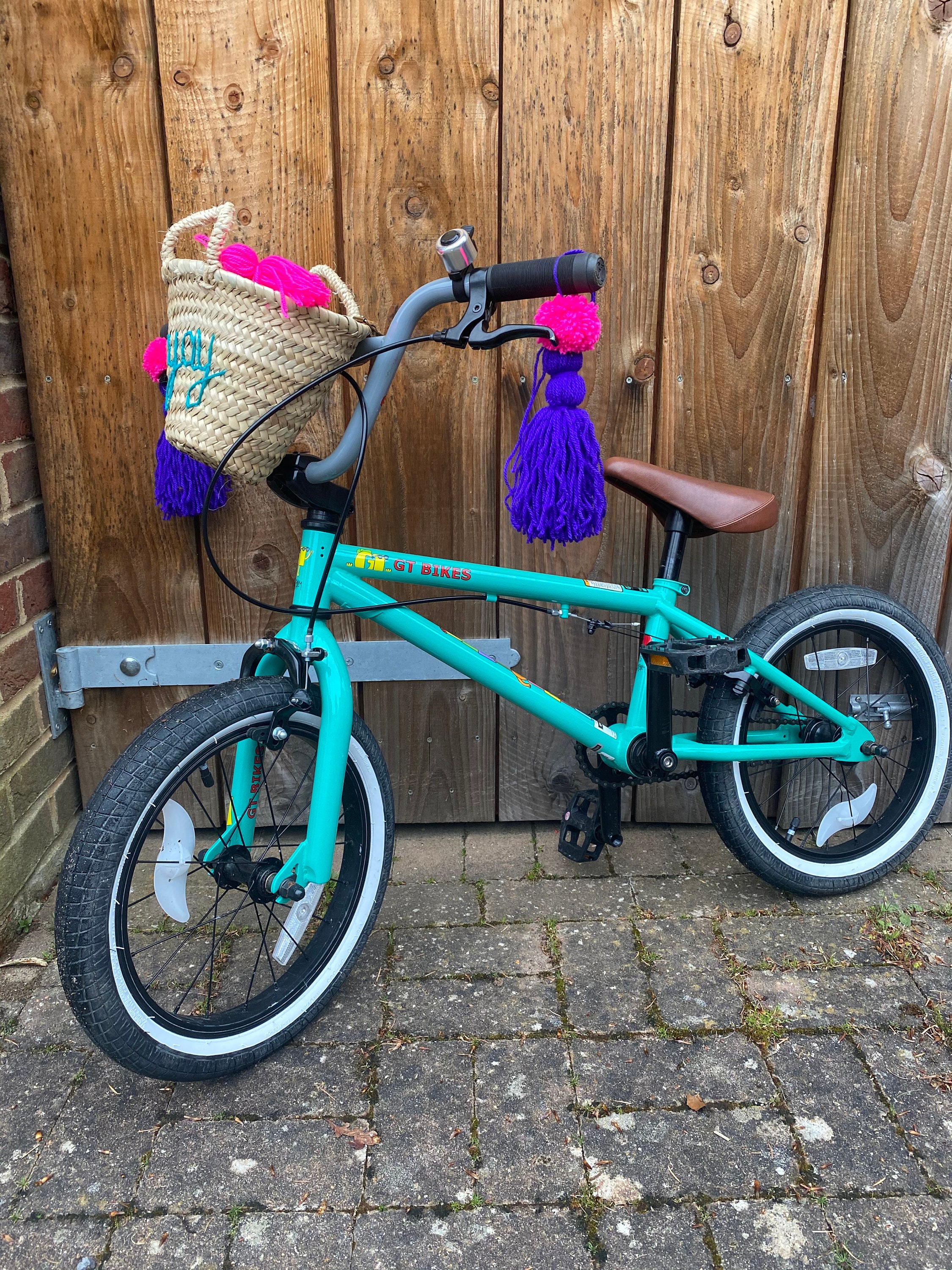 Set of two handlebar bicycle bike Pom Pom tassels.
